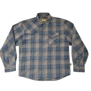 Howler Brothers Shirt Mens Medium Blue Gray Plaid Flannel Western Button Up Snap